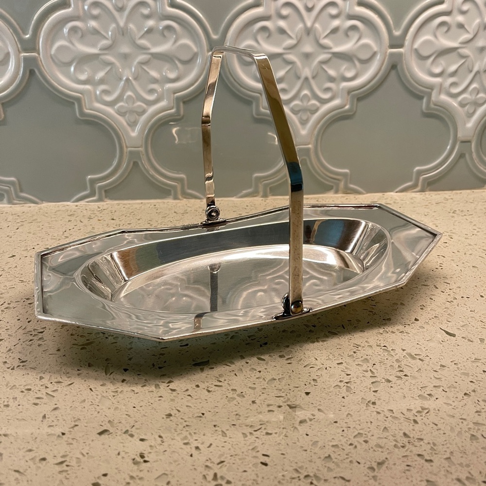Vintage Sheffield Silver plate Hinged Handle Tray